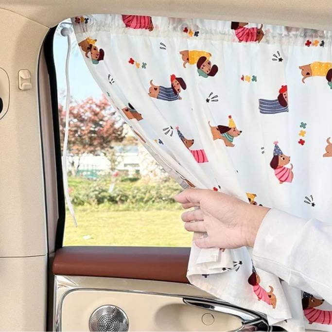 Cartoon-Style Car Sunshade Curtain
