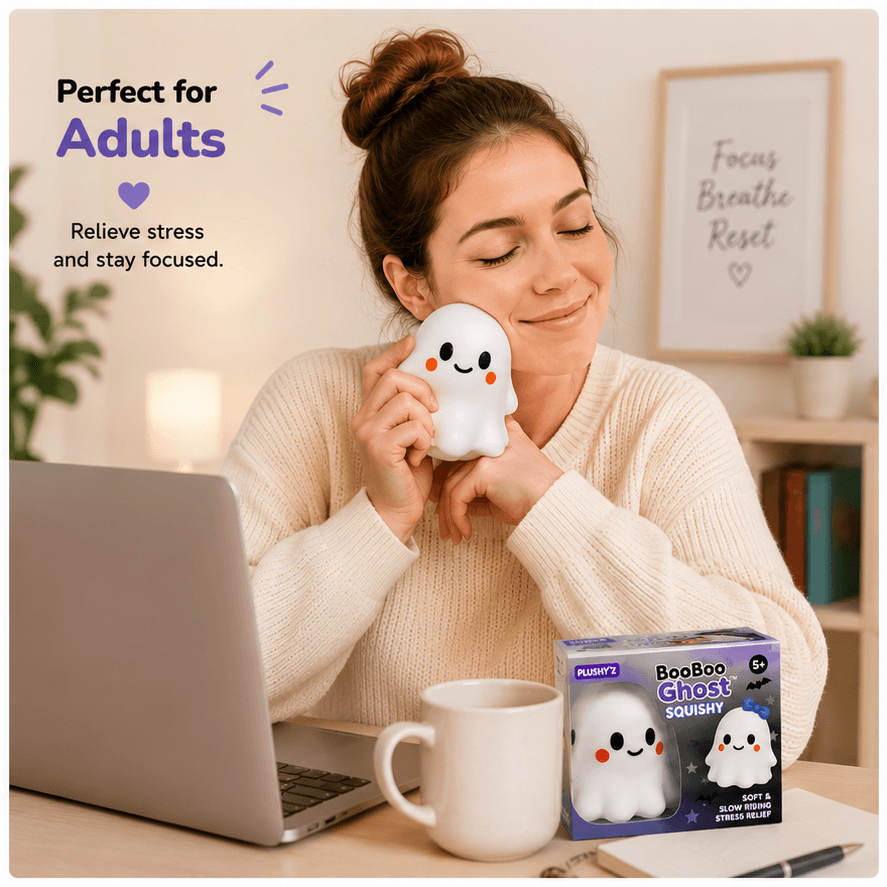 PLUSHY'Z® BooBoo Ghost Squishy – Stress-Relief Toy