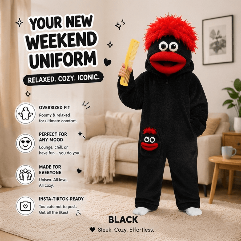 Big-Mouth Froggy™ Plush Onesie - BLK