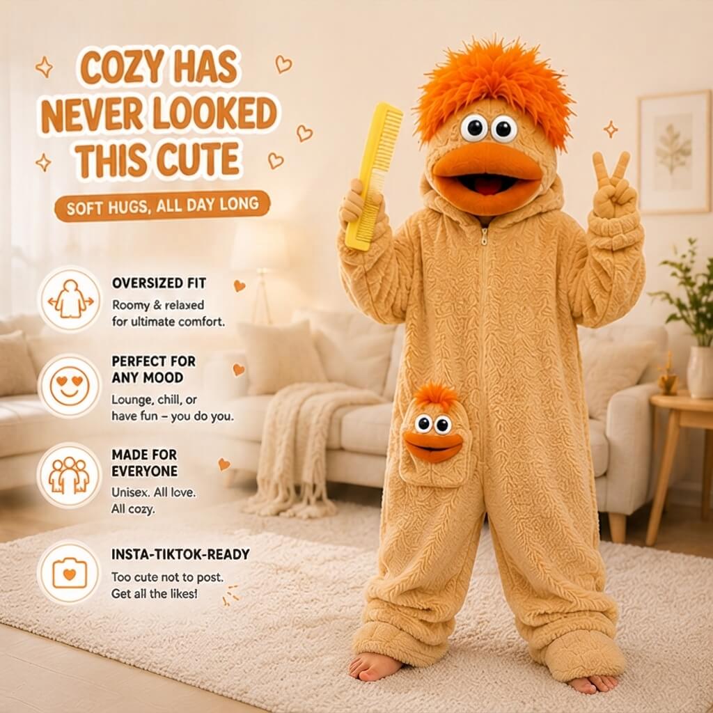Big-Mouth Monster Onesie - PLUSHY'Z®️ BEG