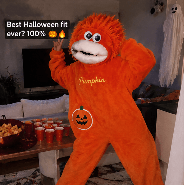 Big-Mouth Froggy™ Plush Onesie - Pumpkin Halloween