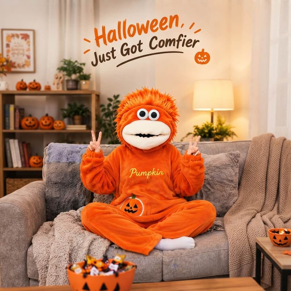 Big-Mouth Froggy™ Plush Onesie - Pumpkin Halloween