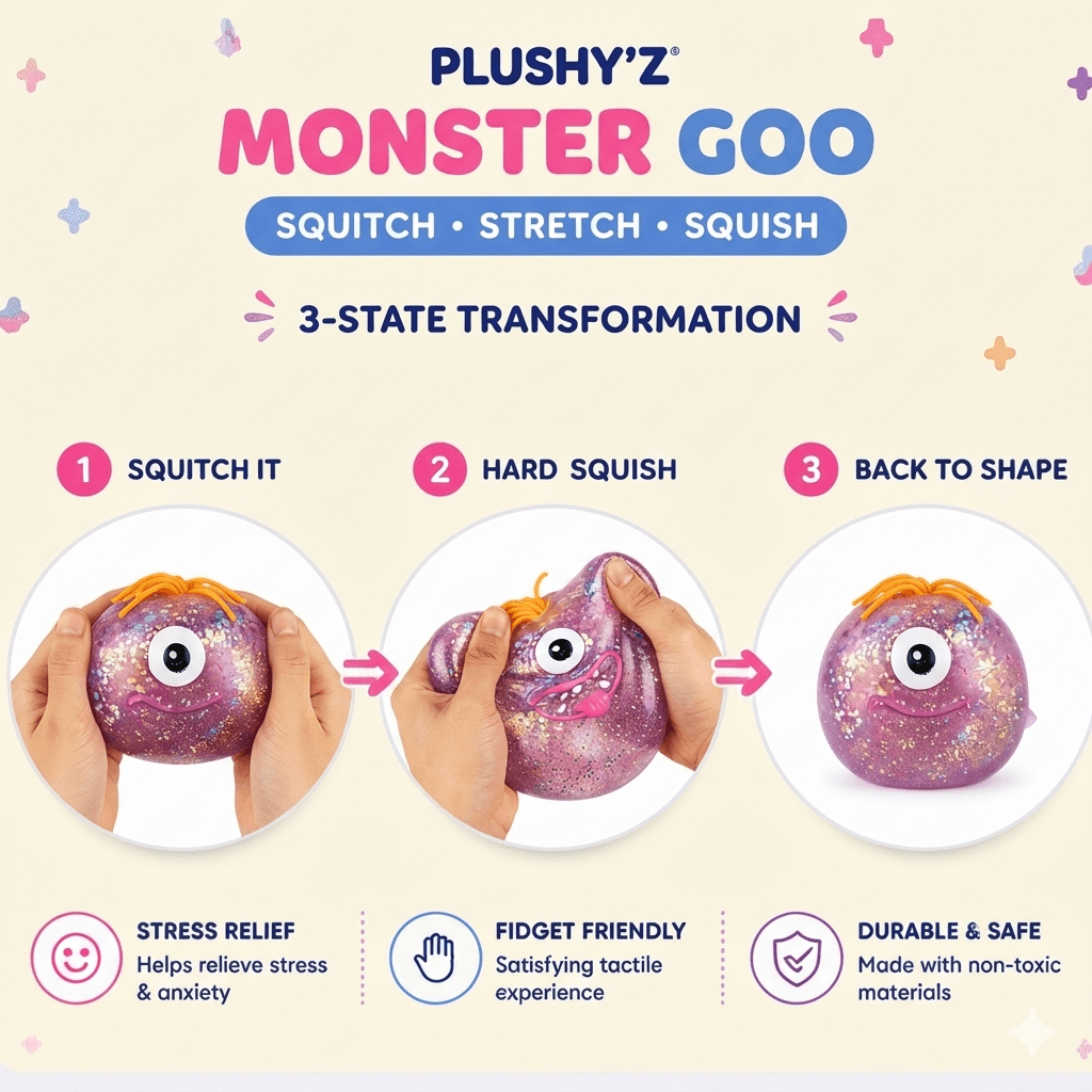 PLUSHY'Z® Monster Goo™ – Squishy Stress-Relief Toy