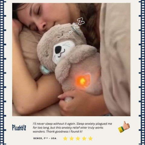 The Breathing Otter Plush by PLUSHY'Z®️ | The Calming Sleeping Otter Plush Toy | Stress Relief Teddy Plush