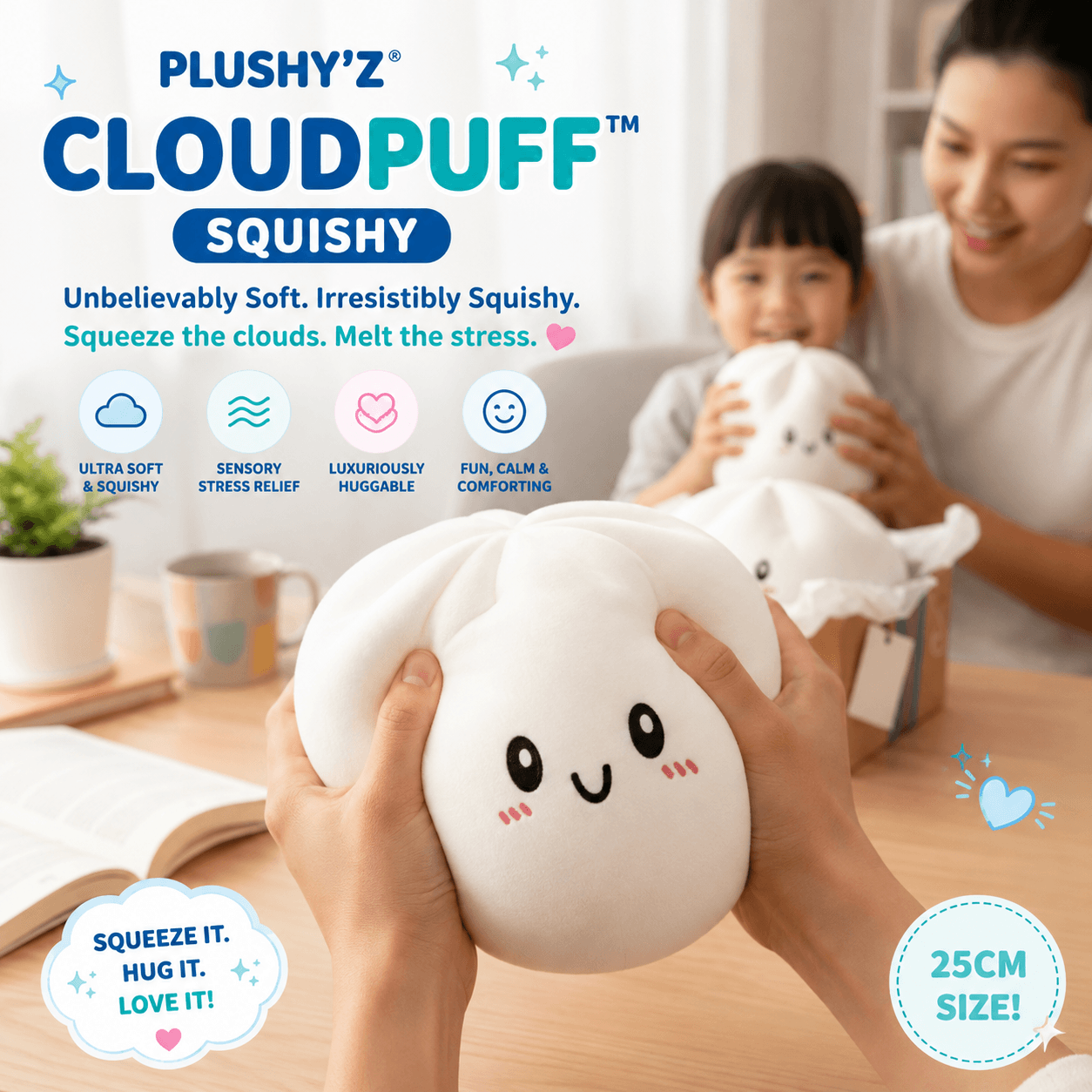 PLUSHY'Z® PuffCloud Squishy – Stress-Relief Toy