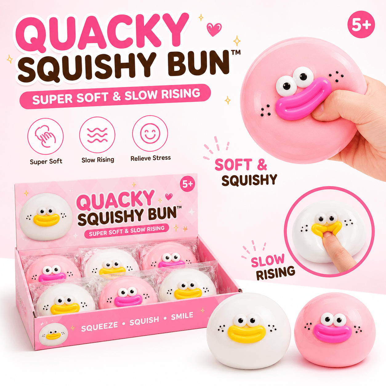 PLUSHY'Z® Quacky Squishy Bun - Stress-Relief Toy