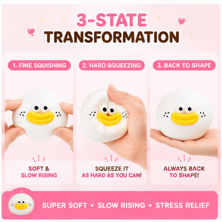 The Quacky Duck Squishy Bun – Stretchy Sensory Stress Relief Toy