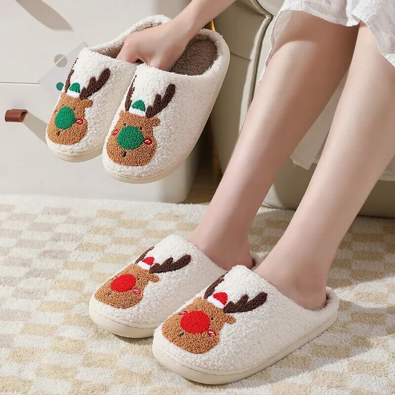 Reindeer Winter Slippers by PLUSHY'Z®️