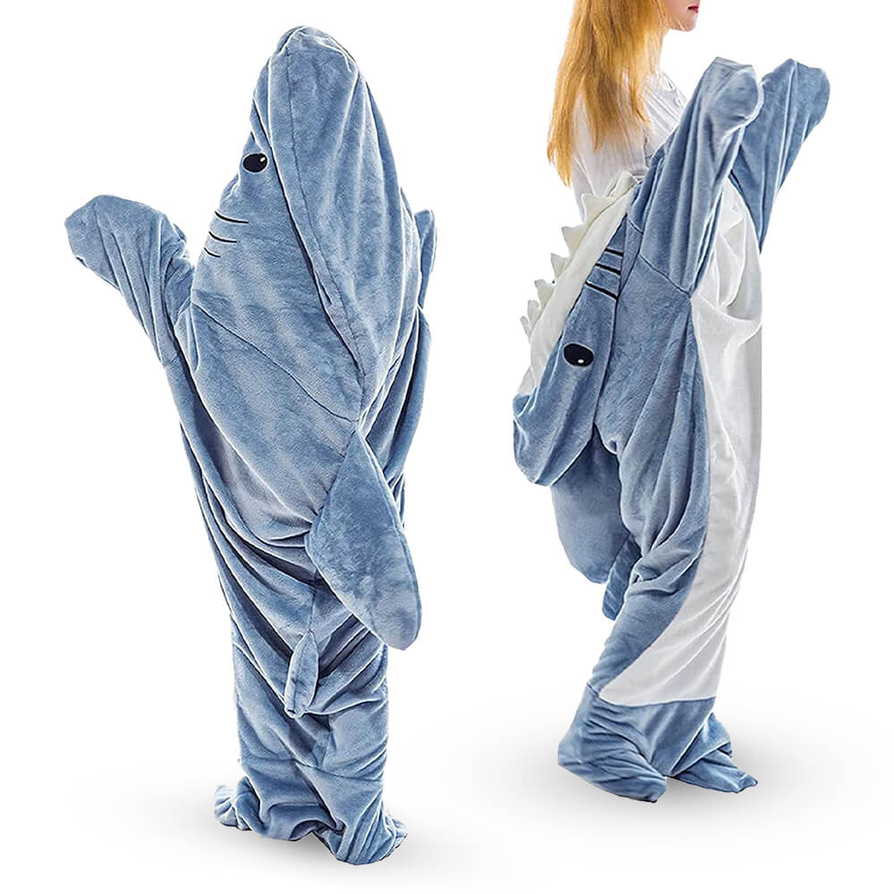 Kawaii Cartoon Shark Plush Hooded Pajamas Dress