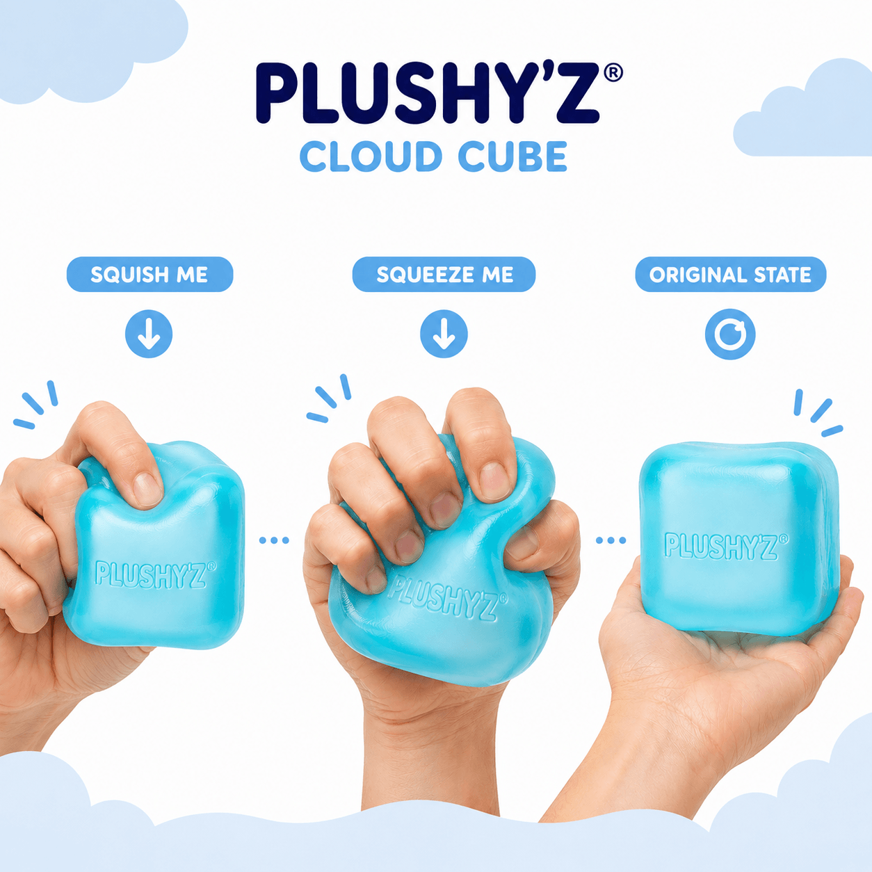 PLUSHY'Z® Cloud Cube – Squishy Stress-Relief Toy