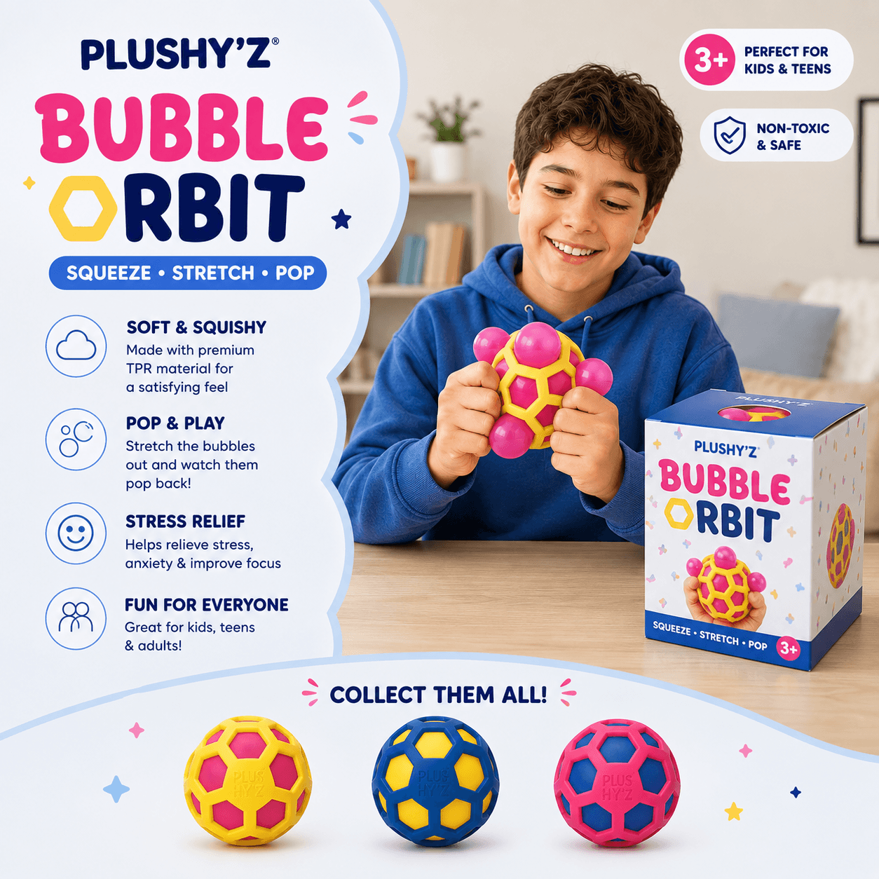 PLUSHY'Z® Bubble Orbit – Sensory Stress-Relief Toy