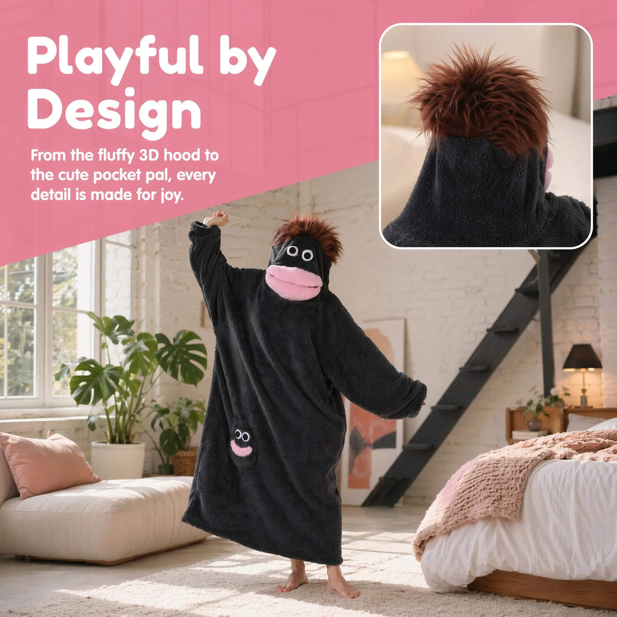 Big-Mouth Monster Plush Wearable Blanket