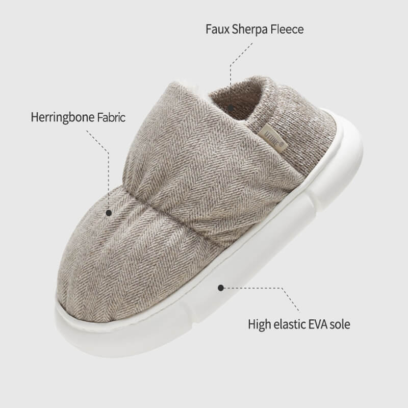 BOMFEEL™️ HERRINGBONE | High-Top Winter Slippers - Plushyz